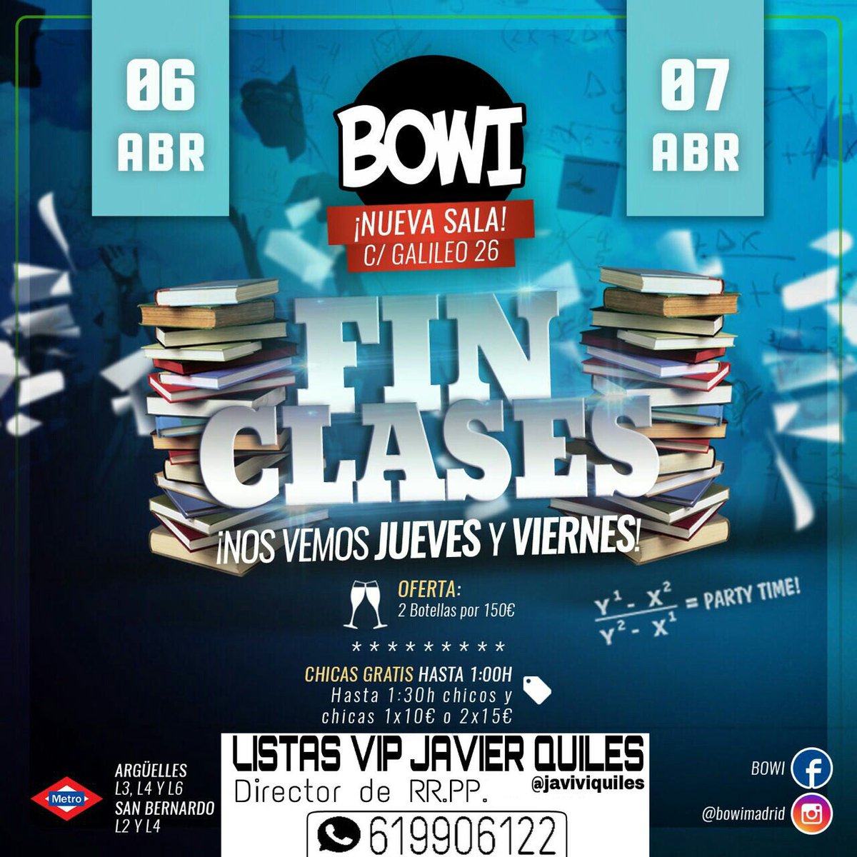 BOWI MADRID 🍸🍸

✅LISTAS Y RESERVAS: 619906122
La mejor fiesta universitaria de Madrid!

#BOWI #COLONIAL #PACHA #FIESTAMADRID #LISTASBOWI