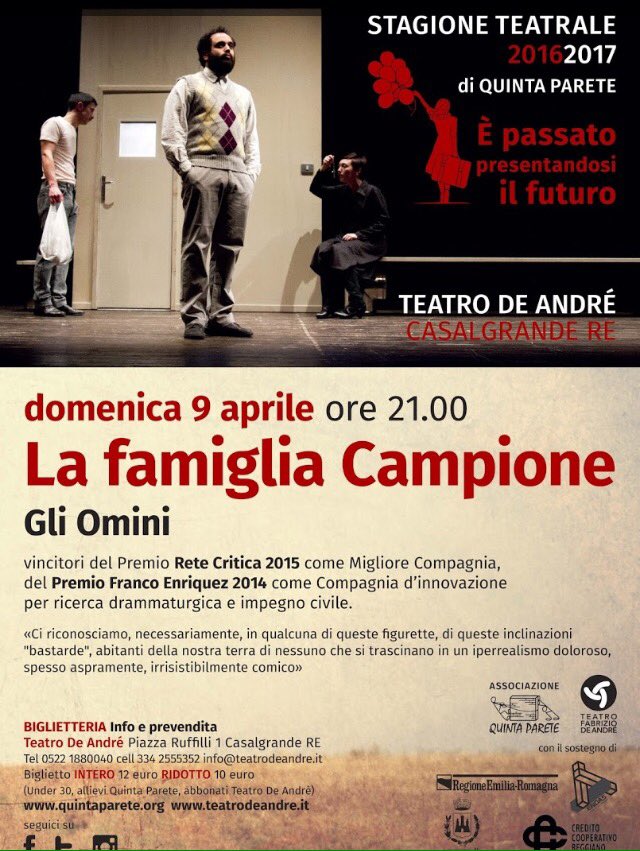 Ore 19:30 aperitivo gratuito
Ore 21:00 La famiglia campione
#savethedate 
Non si può perdere una serata così!