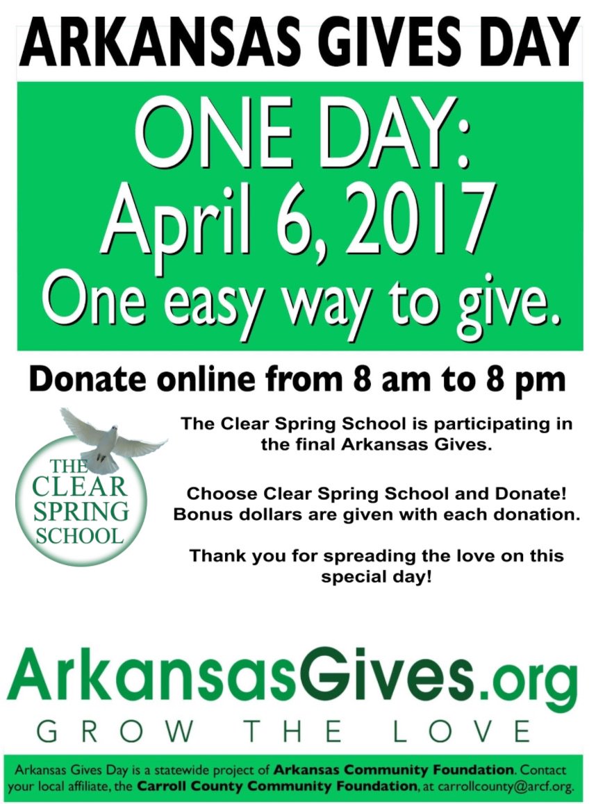 ESClearSpring's tweet image. One day, one easy way to give. Donate tomorrow 8am – 8pm and grow the love! #ClearSpringSchool #arkansasgives