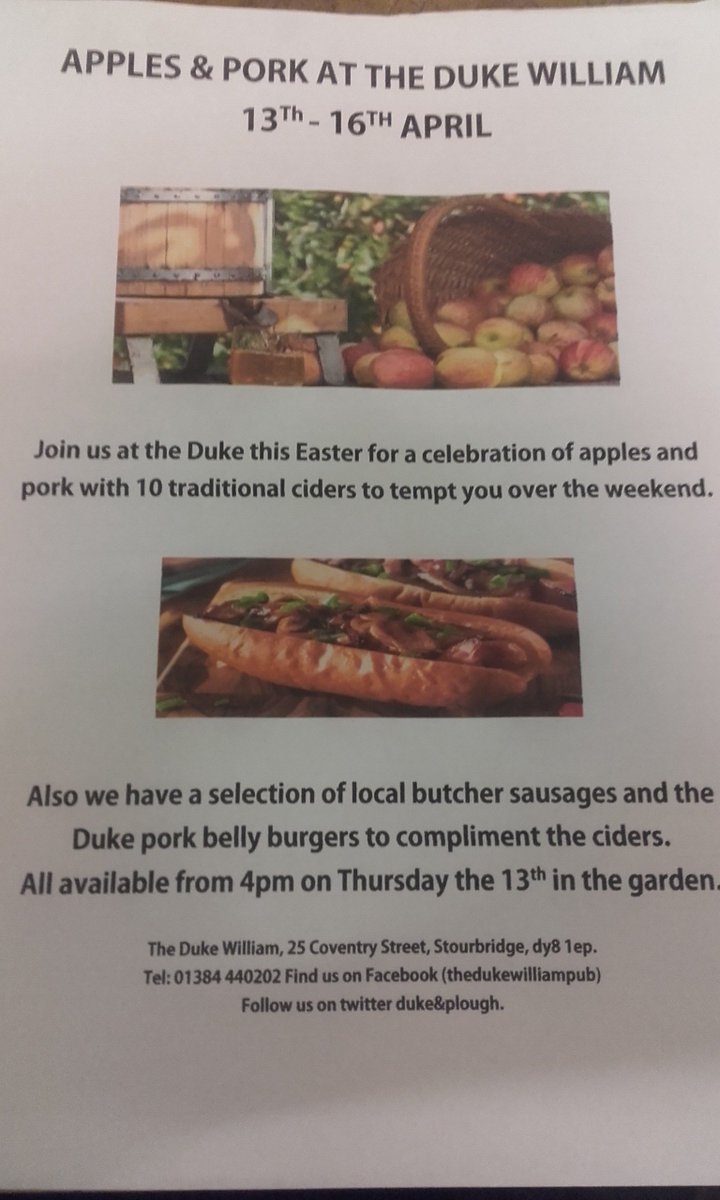 Join us at the Duke William Easter bank holiday weekend for a choice of 10 trad ciders and a selection of pork from the grill #cider #pork