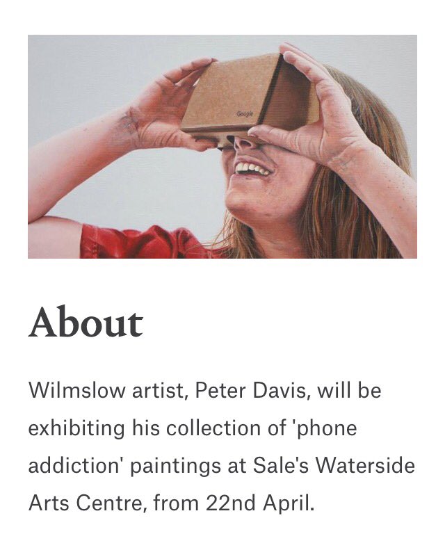 BeHerdMCR's tweet image. Wilmslow Artist to Exhibit ‘Phone Addiction’ at Upcoming Show sohale.co/wilmslow-artis… @peterdavis_art  #saletown #Cheshire #altrincham #hale