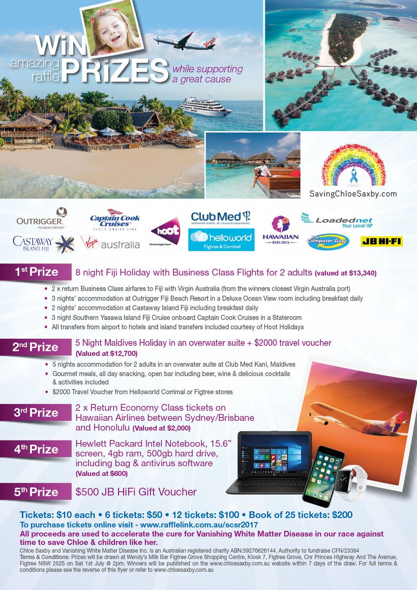 SaveChloeSaxby's tweet photo. WIN great prizes - Business Class Fiji holiday, a Maldives overwater bungalow holiday &amp; more!  https://t.co/cbbMjq8ize
#savingchloesaxby https://t.co/r9HfXgTh6Y