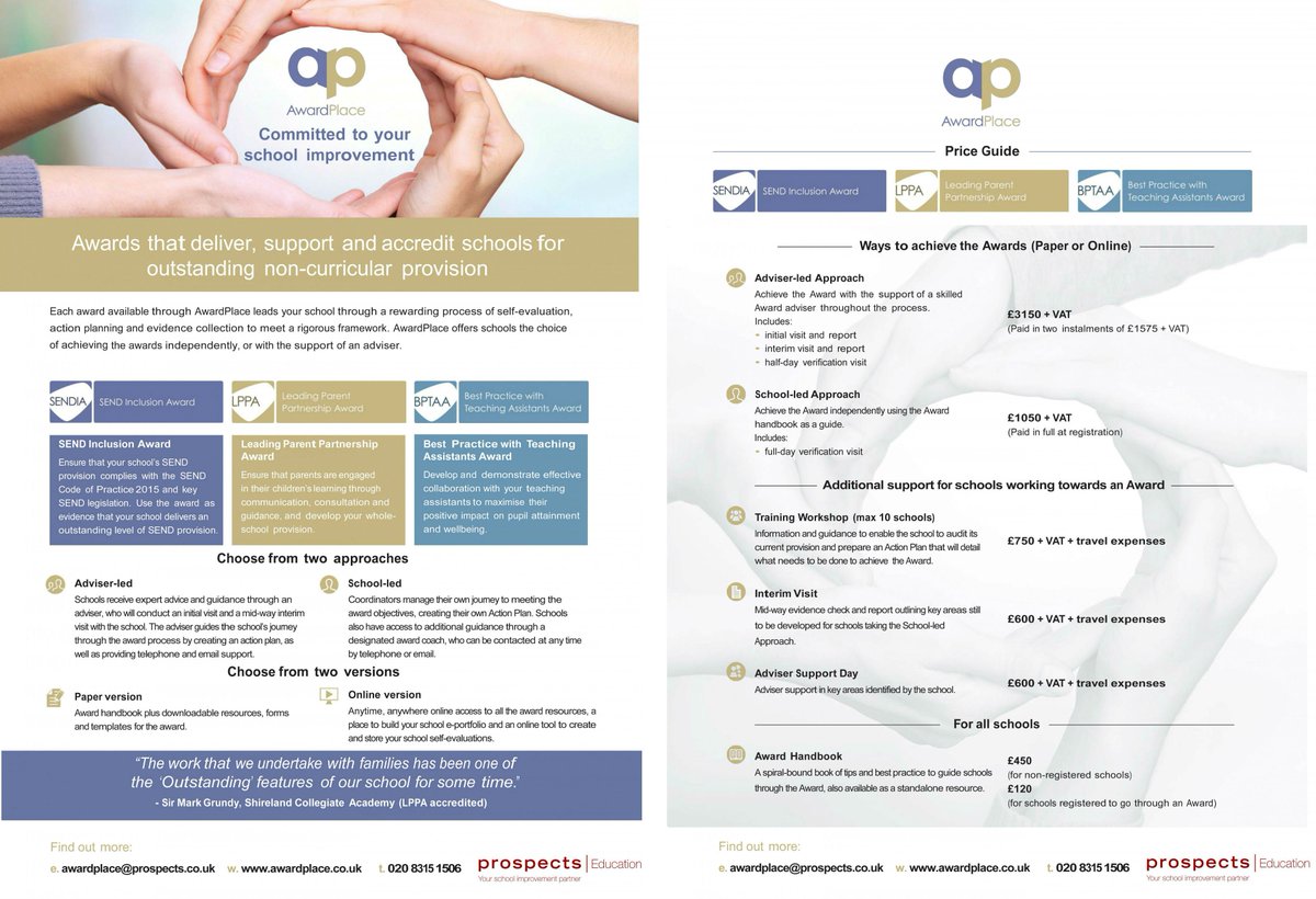 ProspectsEd's tweet photo. Are you working to support your pupil's #Wellbeing through your #TAs? Our Best Practice with TAs Award for schools helps you do just that. https://t.co/y3JQSOA9zr
