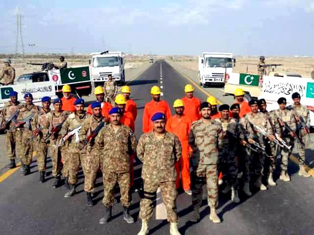 thecpec's tweet photo. #FWOTeam with engineers are celebrating happiness after completion of Gwadar Ratodero Motorway 892 km Section.
#FWO
#CPEC https://t.co/p4uXOGoArK