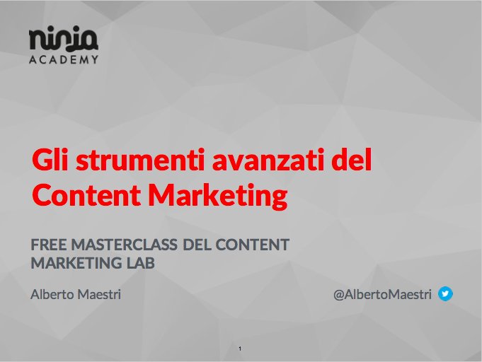 NinjAcademy's tweet photo. Cominciamo con @AlbertoMaestri, docente del Content Marketing Lab! #ContentNinjas https://t.co/2RkGxU6cgm