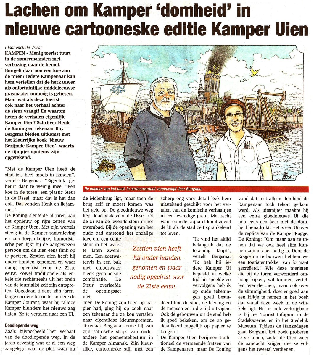 Artikel over ons prenten/gedichtenboek Nieuw berijmde Kamper Uien vandaag in #debrug #kamperuien #kampen door Nick de Vries.
