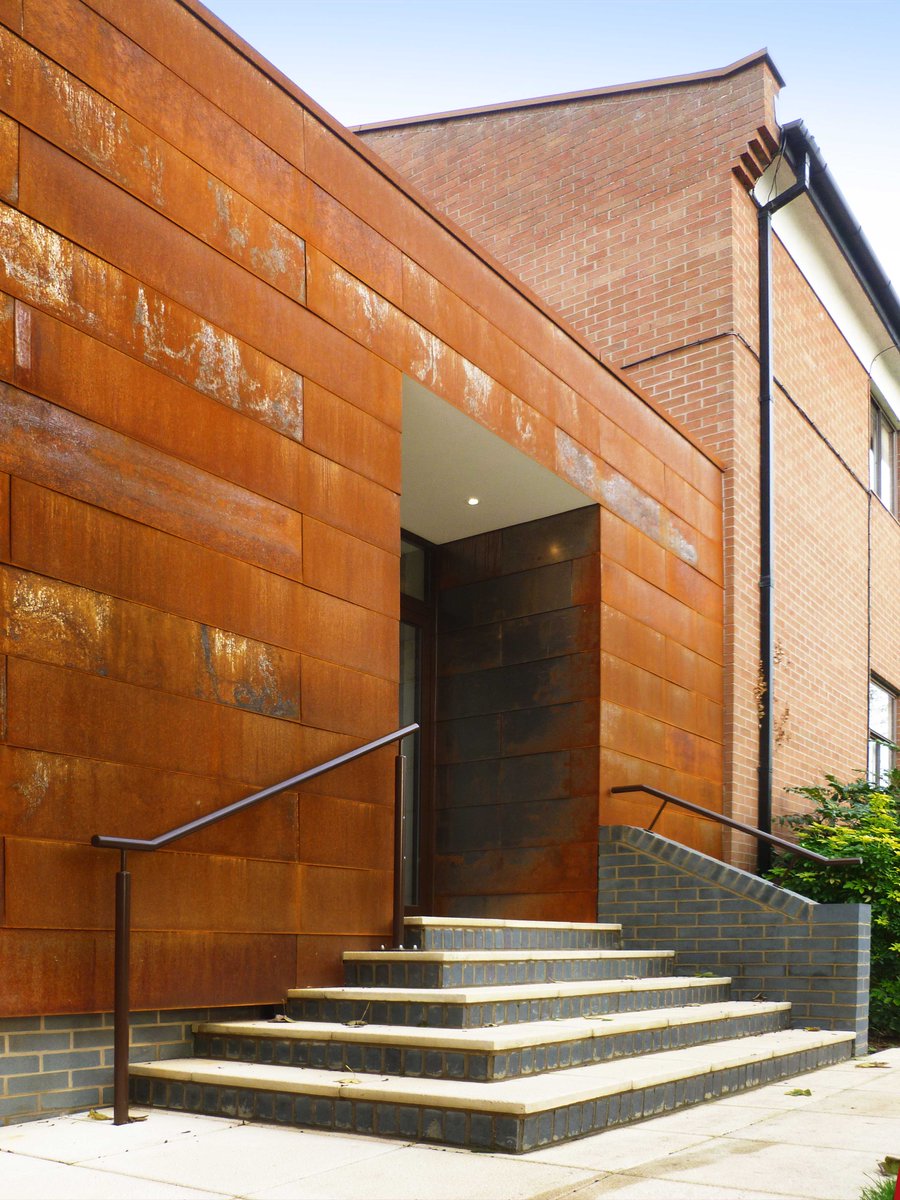 WWA_studios's tweet photo. Beautifully weathered #coreten #steel cladding on this school in #Oxfordshire, see more >>> https://t.co/qL1JjcZCrD https://t.co/SSE1VKSjfh