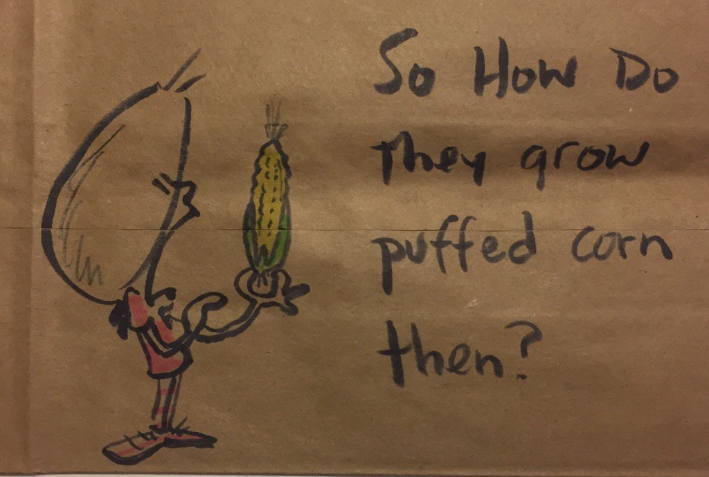 drmaypole's tweet photo. Food chain mysteries. #puffedcorn #agriculture #kidlogic #Food #nutrition #Science https://t.co/mLatH05pdn