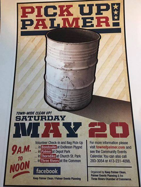 TownofPalmer's tweet photo. Saturday, May 20th, is the 11th Annual Palmer Pick-Up Day. Get your trash bags ready! https://t.co/zhVLowwKMK