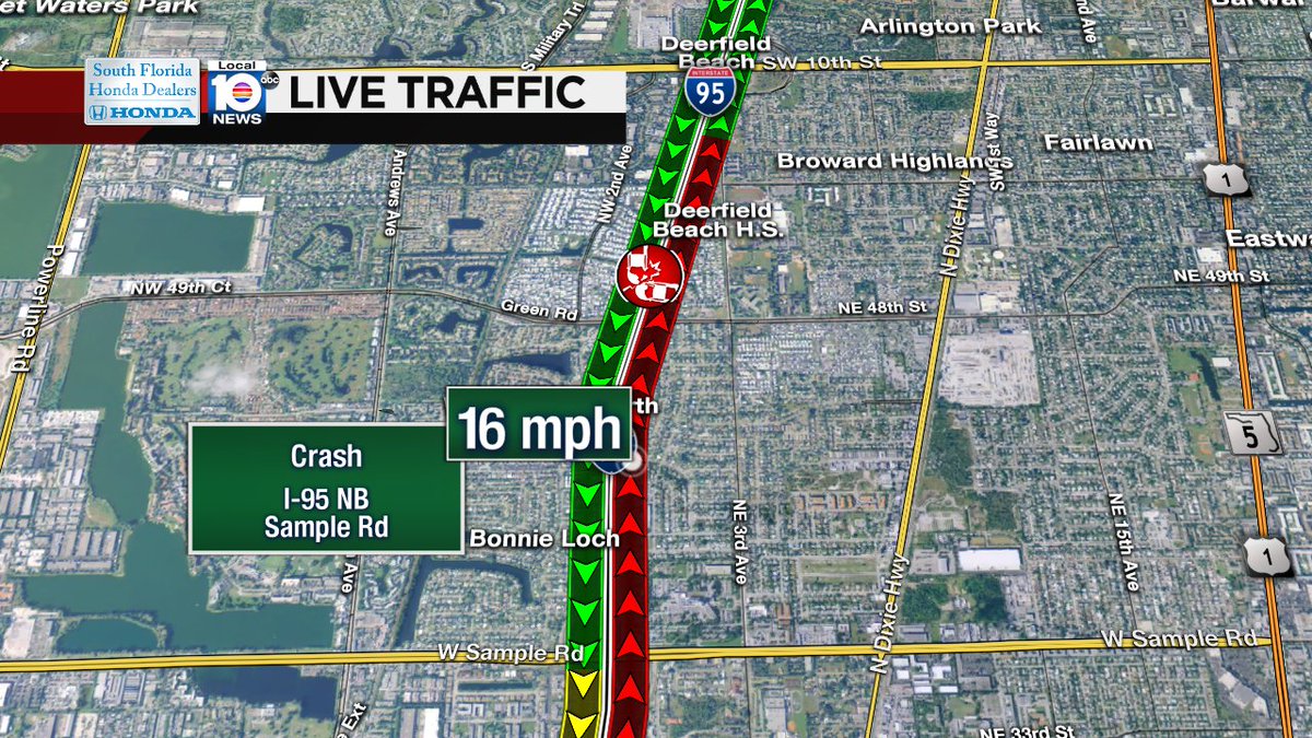 Crash on I-95 NB after Sample Rd #traffic https://t.co/gWaa8bUlYa