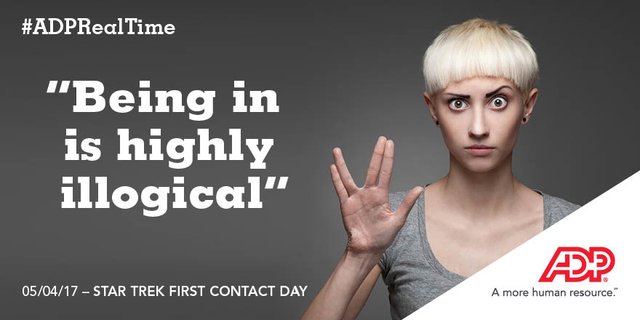 Spencermcd1's tweet photo. How do you keep track of the trekkies? The answer for HR is entirely logical #ADPRealTime @ADP_UK https://t.co/mJlY67ZunH https://t.co/OriT7dtD7P