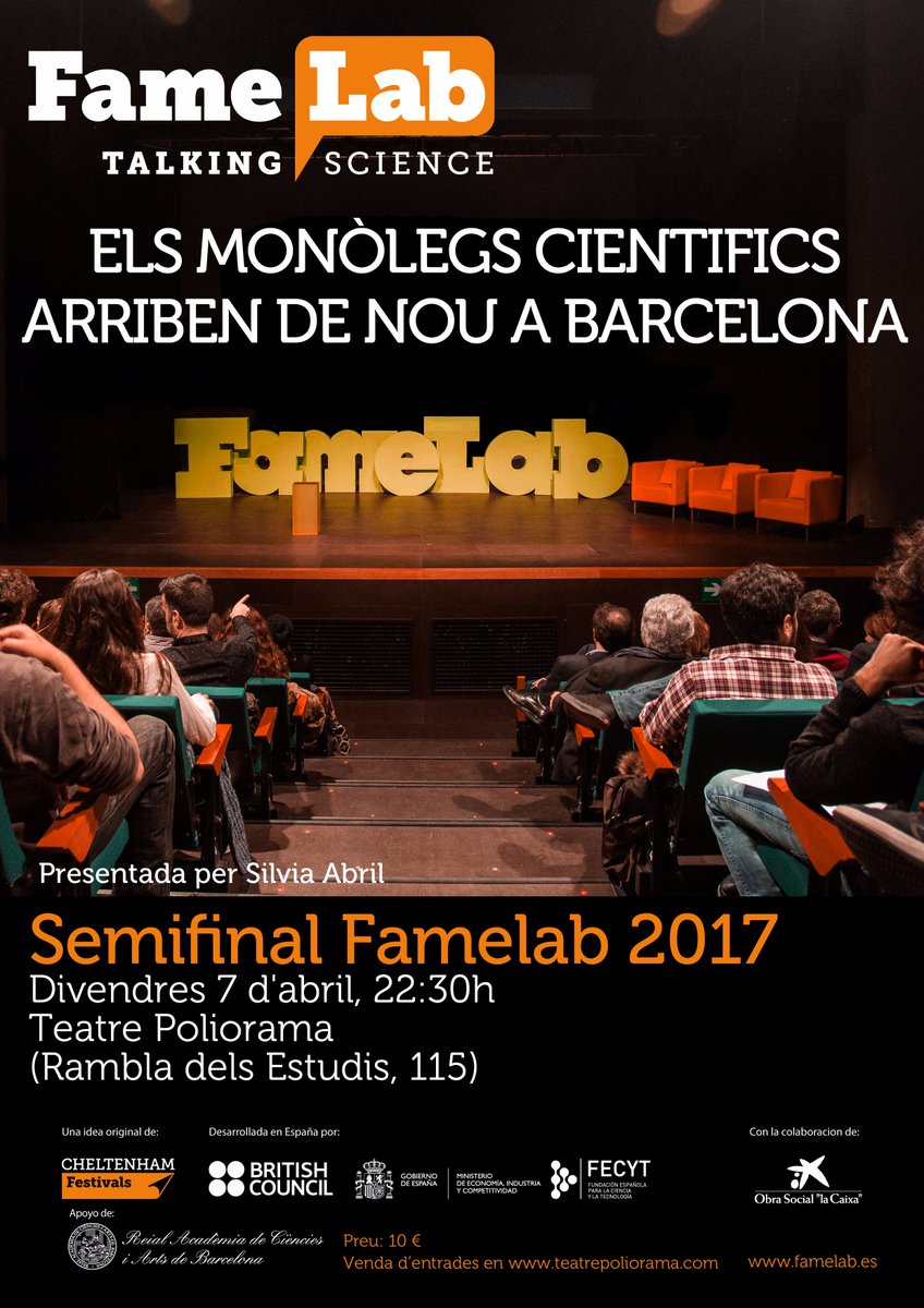 FECYT_Ciencia's tweet photo. 📣 Encara ets a temps de venir a la semifinal de Famelab d'aquest divendres. Corre que després s'acaben les entrades https://t.co/pftqb1HZP3 https://t.co/89FNfKuHFW