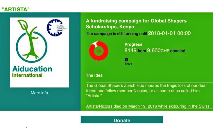 ShapersZurich's tweet photo. Just 4 days till we run @zurichmarathon 2 fundraise for @Aiducation. We still miss CHF 1451! #donate: https://t.co/BTocbaqgxn #Run4Artista https://t.co/boIWf2ZAxJ