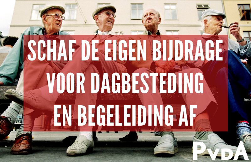 PvdADenHaag's tweet photo. Schaf de eigen bijdrage voor dagbesteding en begeleiding af! Lees hier ons initiatiefvoorstel met 8 partijen → https://t.co/ANQTEwyhBE #Wmo https://t.co/puQYvZyvDX
