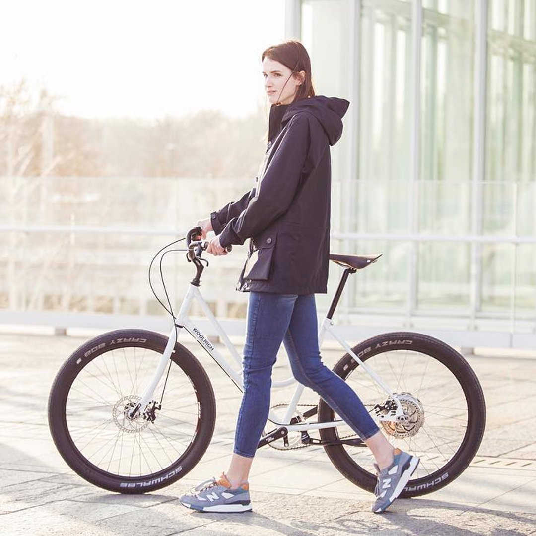 WoolrichUK's tweet photo. The E-bike is new to the store this week! Produced in collaboration with Deus and the GTX Summer Mountain Jacket. 

 #BrewerStreet #Woolrich https://t.co/BogTSQv6rq