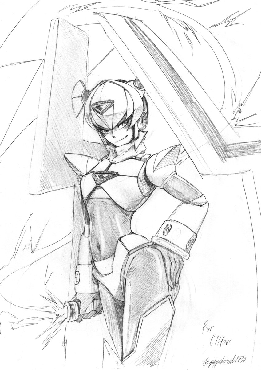 描くたびに顔もプロポーションも変わるオーロ・S #ロックマンXover #megaman 