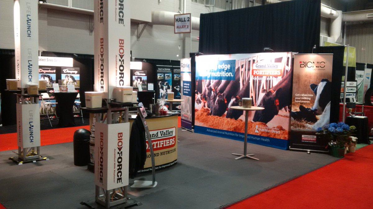GVFdairy's tweet image. We&apos;re in Stratford for @CDX2017 ! Featuring LifeLaunch 4C, #RoboLac Pellets, and BioForce Acidified Milk Replacer