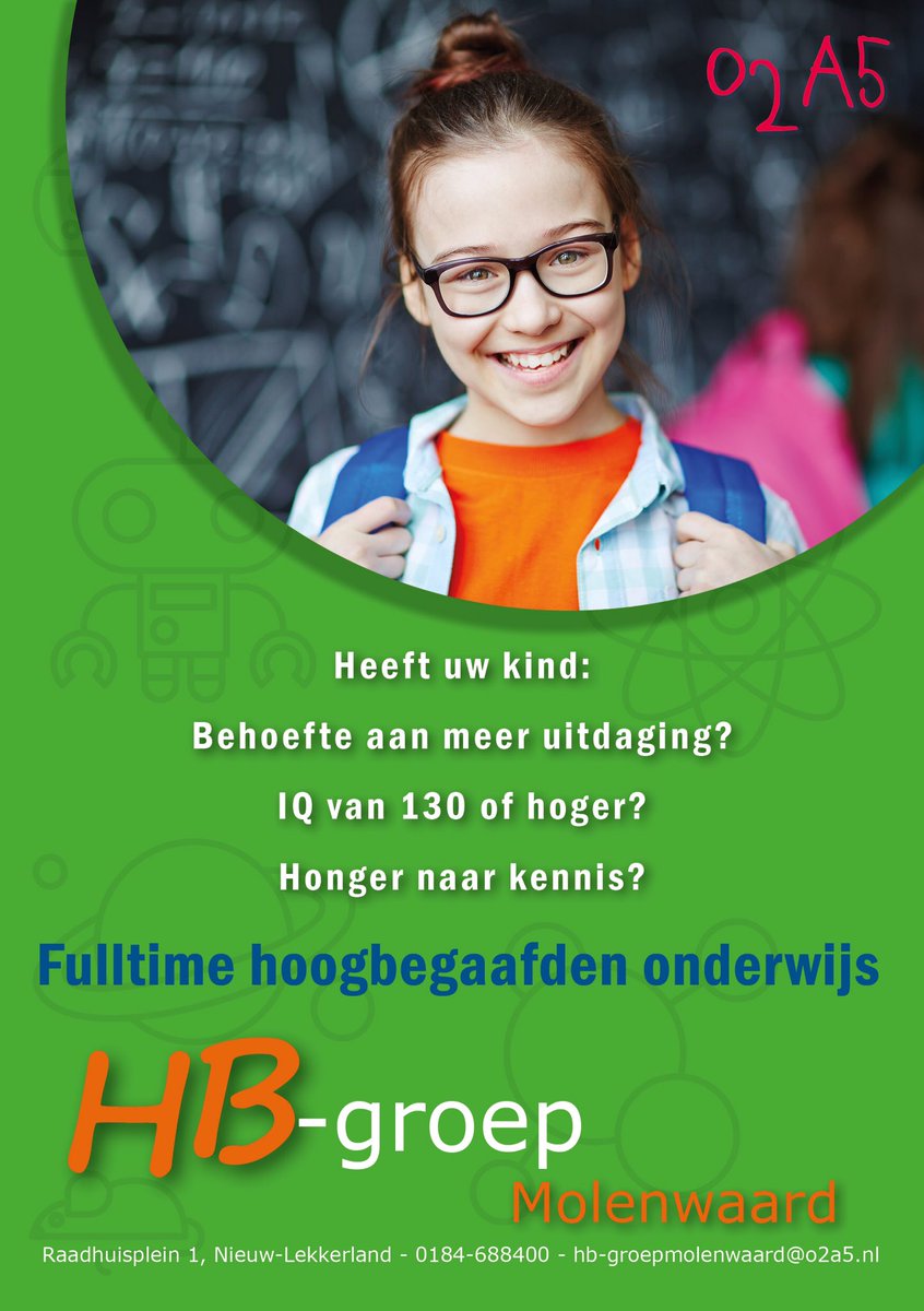 TuimelaarObs's tweet photo. Na de meivakantie start O2A5 Molenwaard een fulltime hoogbegaafdengroep op OBS De Tuimelaar! https://t.co/GacjTy4Vpv