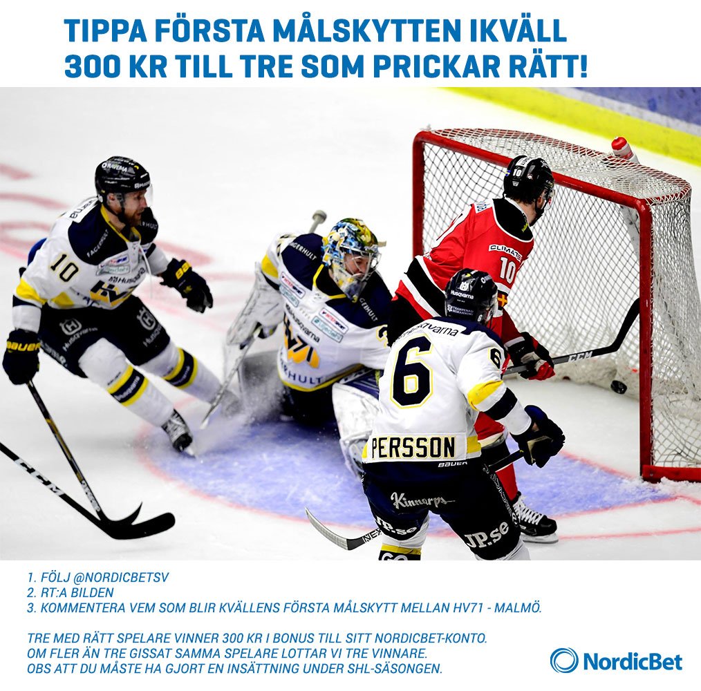 NordicBetSV's tweet photo. HV71 - MALMÖ!

1. Följ
2. RT:a bilden(ej citera)
3. Kommentera 1:a målskytt

Ej NordicBet-kund?Signa upp och delta 👉 https://t.co/LTHJb4vsSU https://t.co/Pdxe2eMGYh