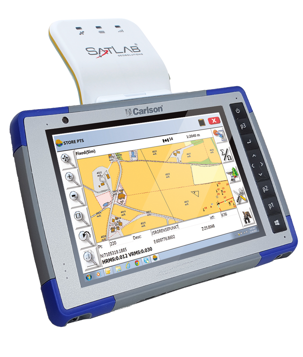 Satlab SLC - RTK GNSS receiver with a unique design allowing to easily attach any tablet or smartphone. Combined with Carlson RT3 and SurvPC
