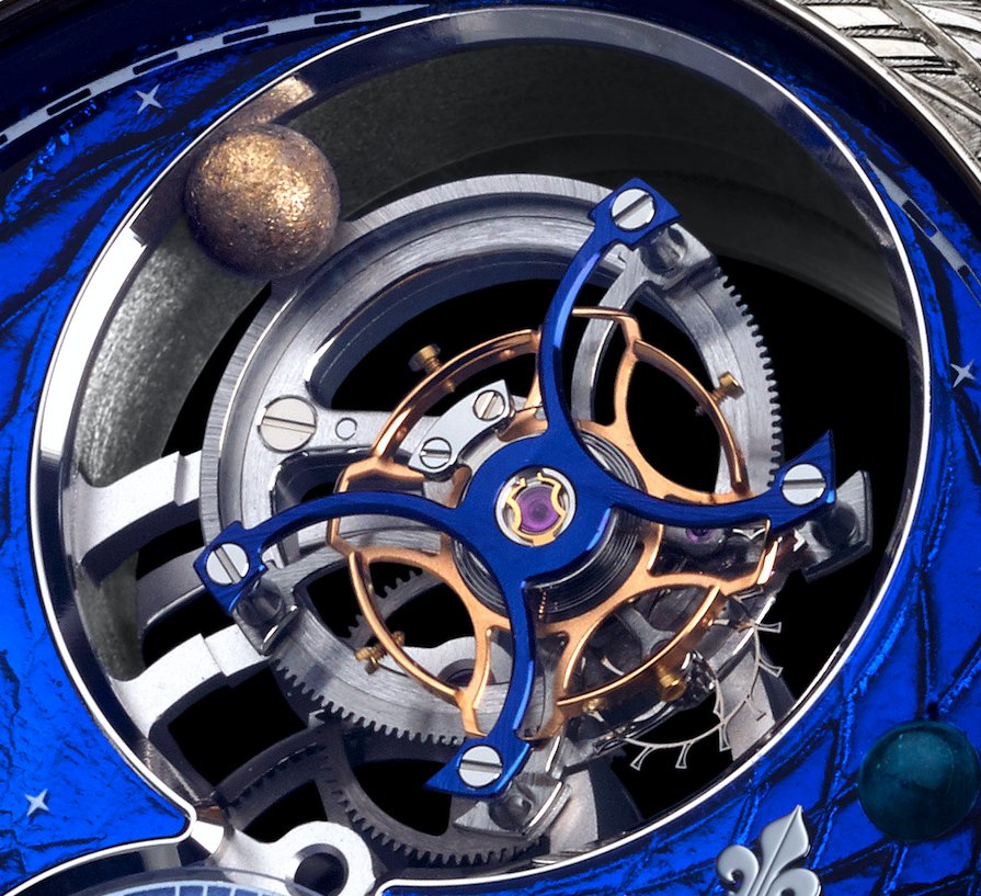 LouisMoinet's tweet photo. That's our Tourbillon Satellite. It means that the golden planet at 10 turns with the Tourbillon. And it's a World Premiere, by Louis Moinet https://t.co/wtk0UzKufw