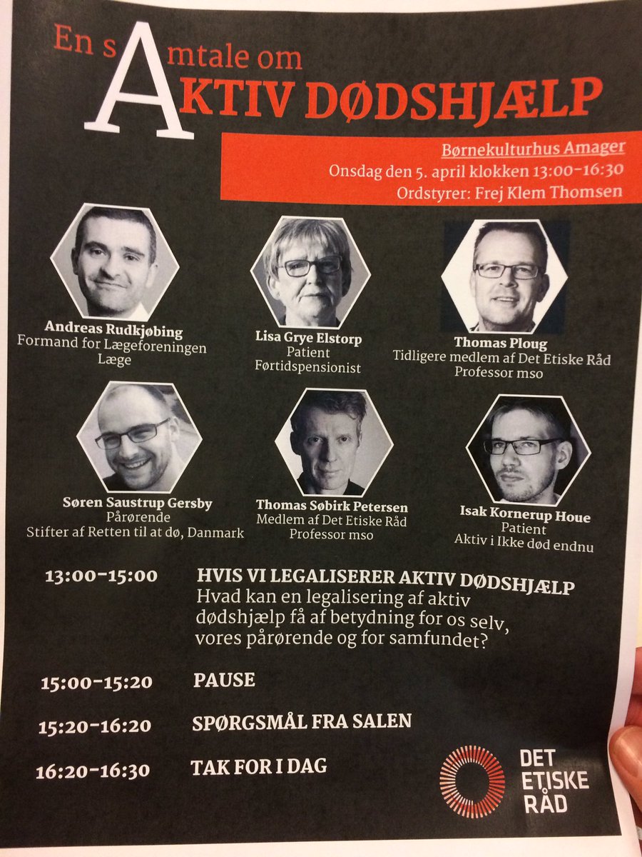 ITBangsgaard's tweet photo. Oplysende debat med stærk nerve om aktiv dødshjælp i eftermiddag. Viden og erfaring er afgørende. #etiskraad #dkpol https://t.co/pLsNgdUrEz