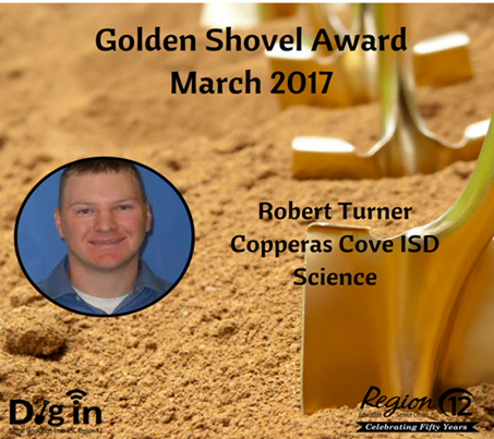 copperascoveisd's tweet photo. SC Lee science teacher Robert Turner received the Reg 12 ESC Golden Shovel Award using technology in the classroom in innovative ways! https://t.co/aAV7rAxO2t