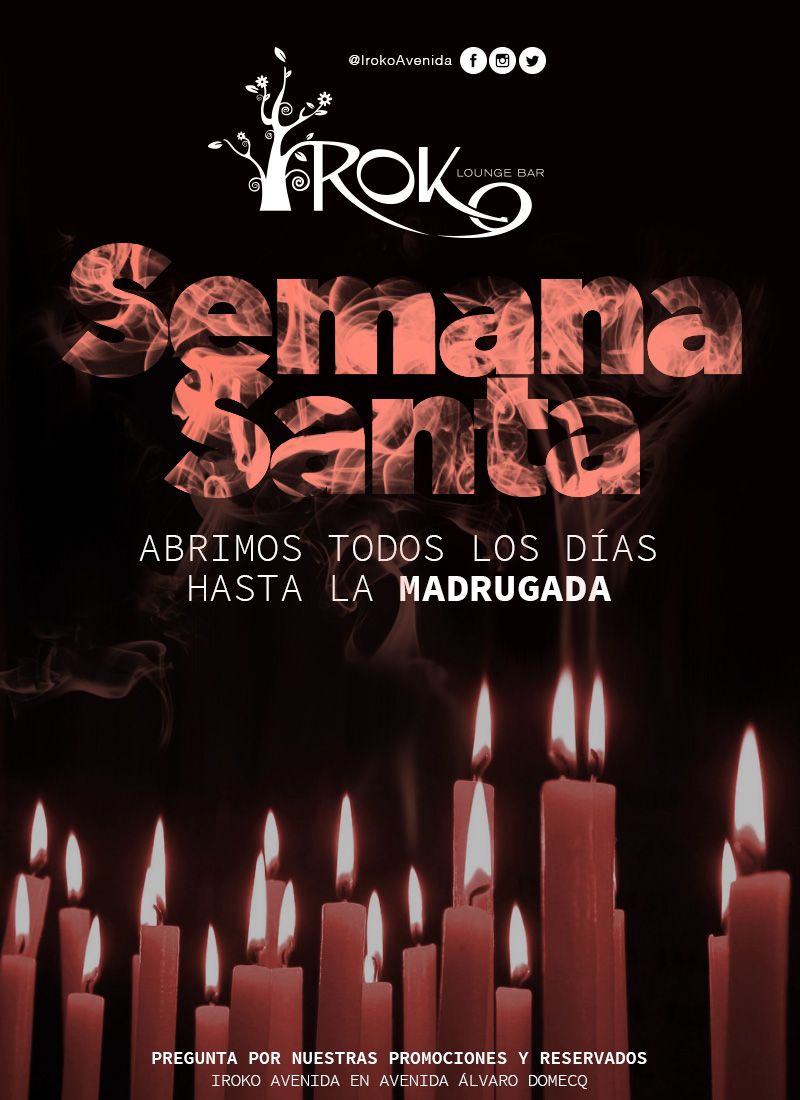 IrokoAvenida's tweet photo. 🕯SEMANA SANTA🕯Horario: todos los días hasta la madrugada,os esperamos con el mejor ambiente para terminar la noche #Jerez #Vacaciones #Iroko https://t.co/18GxVSOHhX