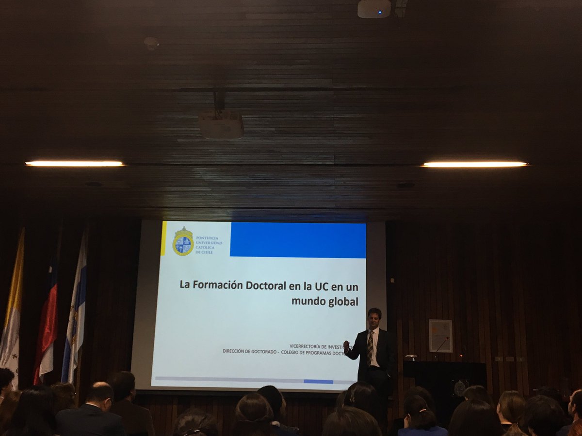 CADEPUC's tweet photo. En este momento el Vicerrector de Investigación, Pedro Bouchon, habla sobre la formación doctoral en la UC en un mundo global #DoctoradosUC https://t.co/LZaABFFKGT
