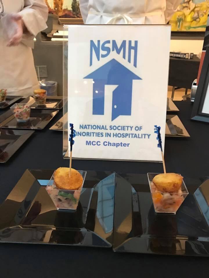 nsmh_mcc's tweet photo. MCC NSMH Hospitality Week event #2 " A Taste of History" Cracklin Cornbread over Blackeye pea salad !#NSMHworld #NSMHHospweek17 #cougarality https://t.co/6xs7hO4WRI