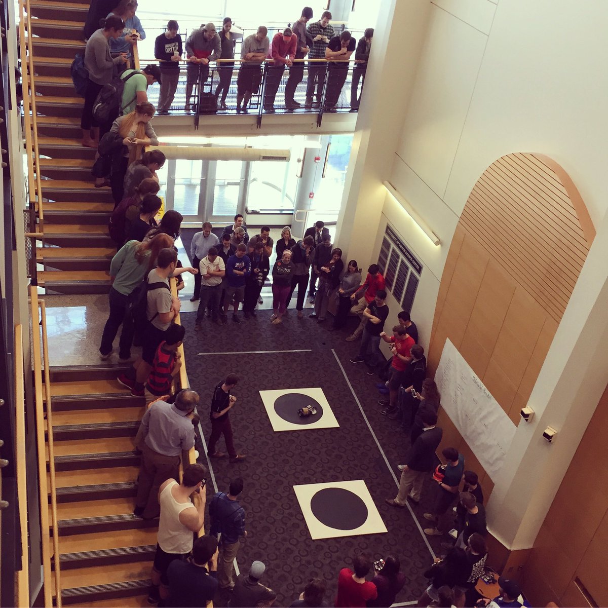 Sumo Bot competition now til 4p in Science Center Atrium. #stander2017 @ud_engineering