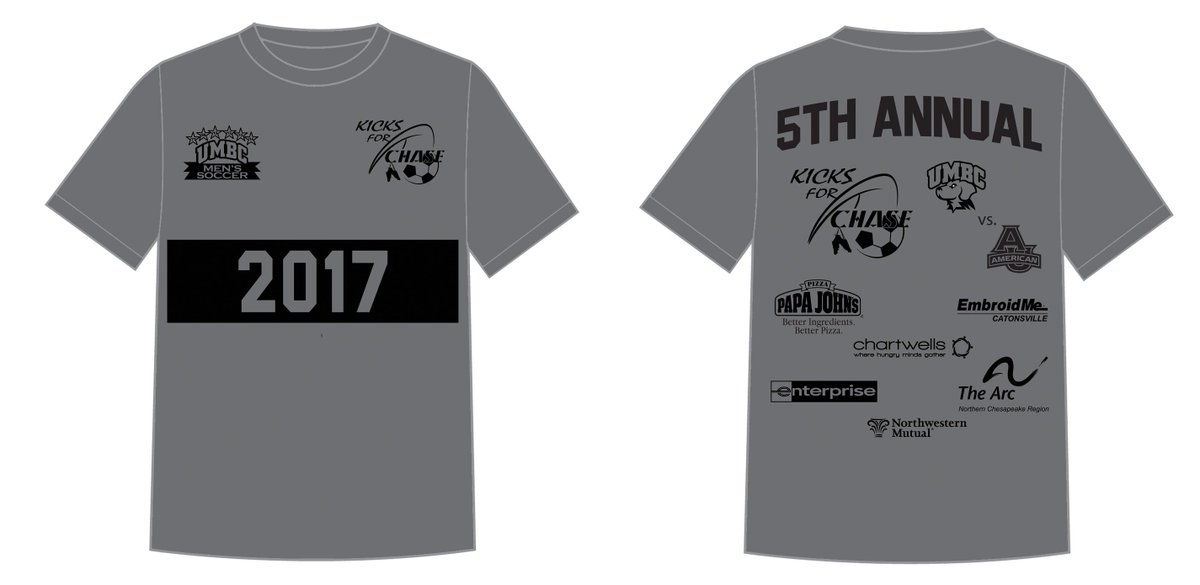 TheArcNCR's tweet photo. Get your t-shirt!  We can't wait for #KicksforChase!  Donate in Chase's honor here: https://t.co/pbShB4dkxK -@UMBCAthletics @UMBCMensSoccer https://t.co/P3TAmg8rYM