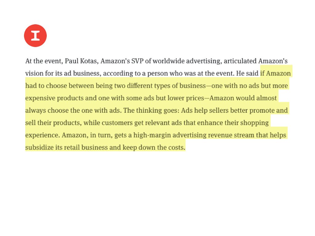 Amazon’s head of advertising articulated Amazon’s vision for its ad business at a recent event. $AMZN go.theinformation.com/f0ac99