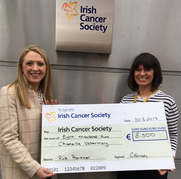 Chanelle is proud donate €8500 to @IrishCancerSoc as part of their #PinkPartner Campaign for Cancer Research tinyurl.com/m4t8m2o
