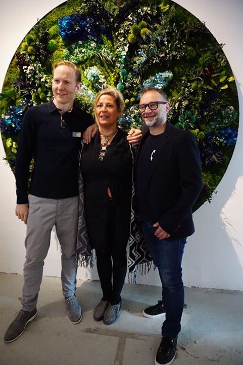 The lovely Claudia Bonollo with D/DOCKer’s Jochem &amp; Francesco in front of her beautiful ‘Blooming Mandala’ <3 #salonedelmobile #healinghub