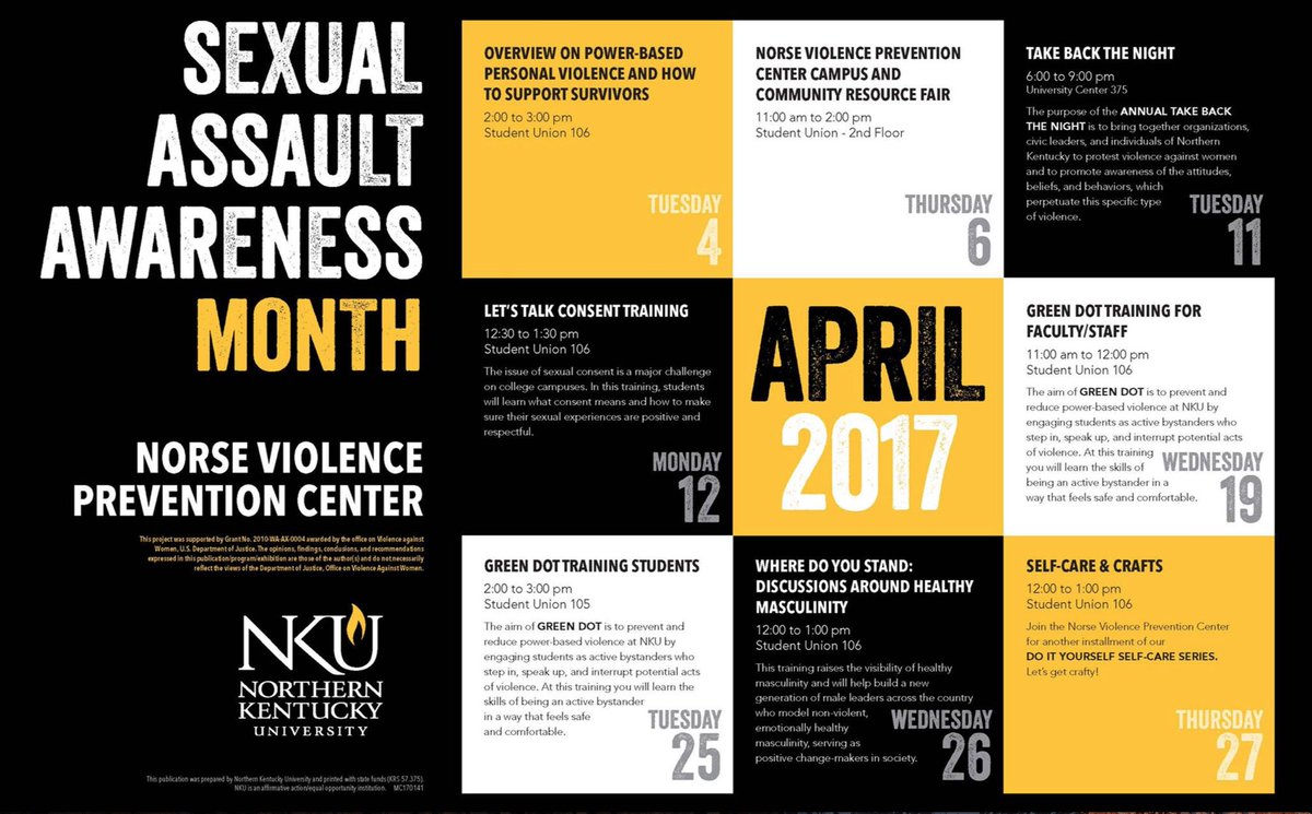 NKU IFC (@nkuifc) on Twitter photo April is sexual assault awareness month! Make sure to check out all of the great events that the <a href="/NVP_Center/">NVP Center at NKU</a> is hosting! April is sexual assault awareness month! Make sure to check out all of the great events that the <a href="/NVP_Center/">NVP Center at NKU</a> is hosting!