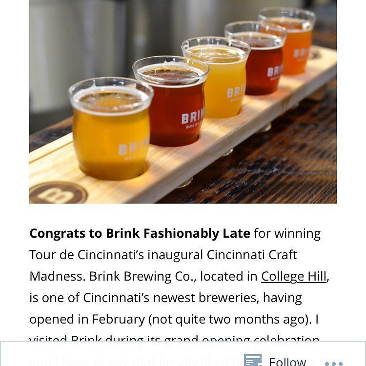 BrinkBrewing's tweet photo. We won #cincycraftmadness!! Thanks to all who voted. #brinkup #cinderellastory https://t.co/nSPFuwvU5r
