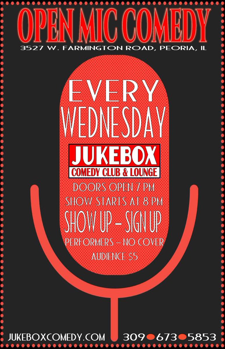 jukeboxcomedy's tweet photo. TONIGHT #Peoria #OpenMic #Comedy at the Jukebox! Doors open at 7 pm, show at 8 #ShowUpSignUp Tix $5 Always a great time! https://t.co/14vAxWs6y6