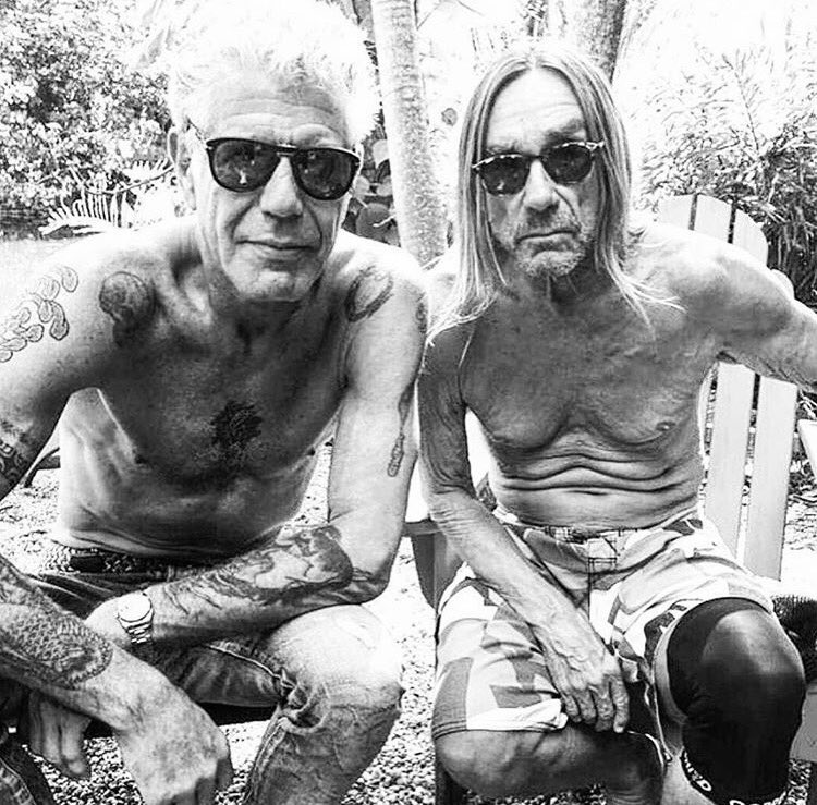 on Twitter: "How badass is this image? Anthony Bourdain and Iggypop!!! Can't tell who the rockstar is because of them are!!! https://t.co/8a1kYdqVr5" Twitter