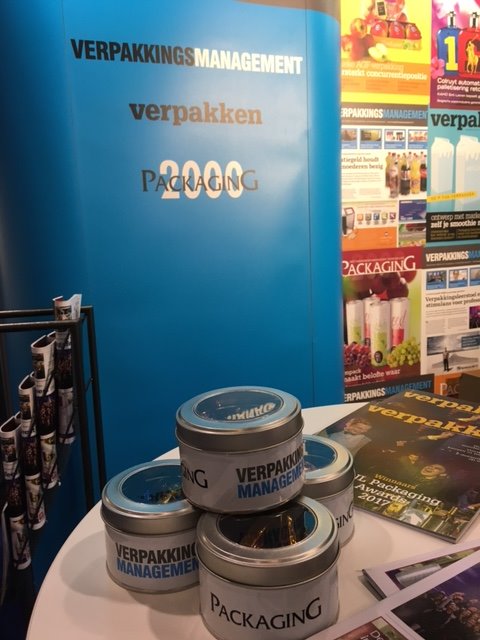 Joint promotion tussen #Verpakkingsmanagement en #Zaanlandiablik. Gevuld en bedrukt blik als give-away op #Empack2017