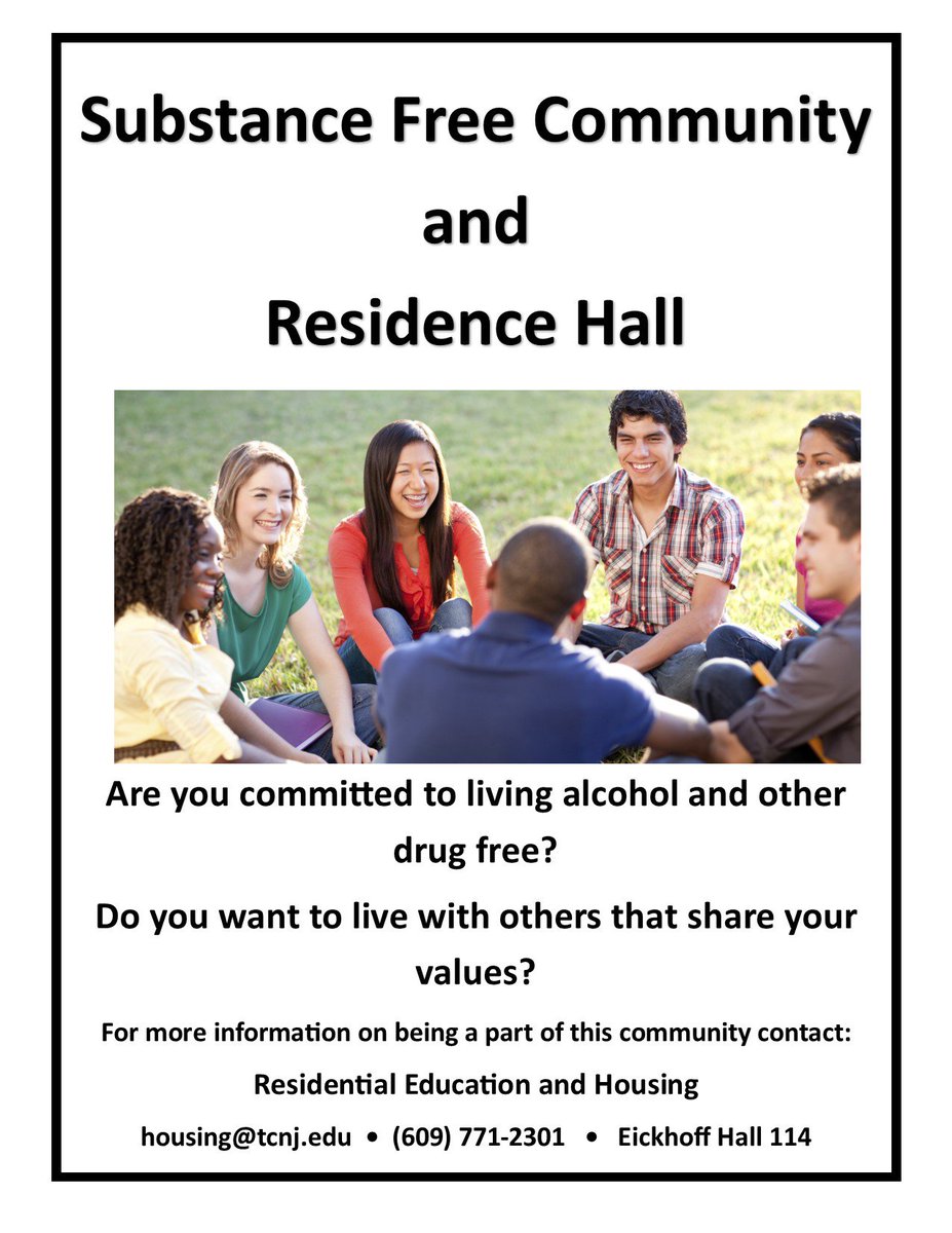 TCNJCRC's tweet image. Even if you&apos;re not in recovery, TCNJ has substance free housing! Contact Residential Education and Housing to sign up to join this community