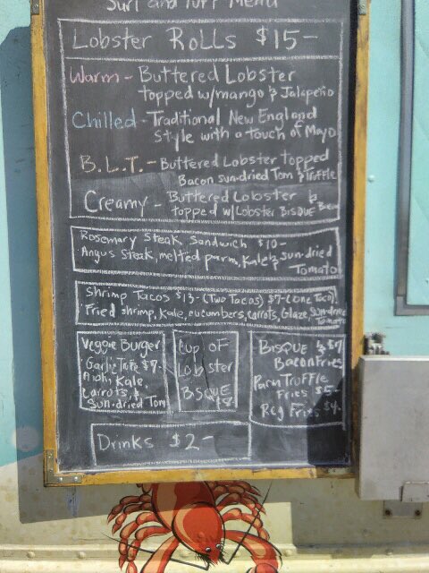 Here's today's menu from <a href="/Surfturftruck/">Surf and Turf Truck</a>, including four types of lobster rolls! 🦐🦐🦐