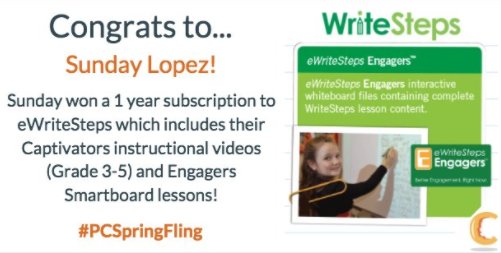 PledgeCents's tweet image. Congratulations to Sunday Lopez for winning a subscription to @WriteSteps_  in our latest contest, #PCSpringFling! #edchat #teaching #edtech