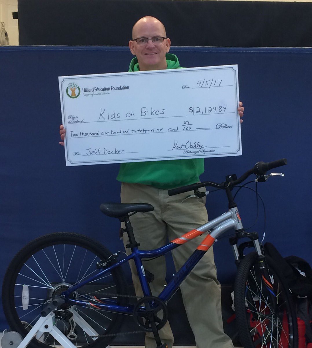 DP_Farm's tweet photo. Thank You HEF!  "Kids On Bikes" program will become a reality with your support! @HilliardSchools @teskeci https://t.co/IRIg9i3jDE