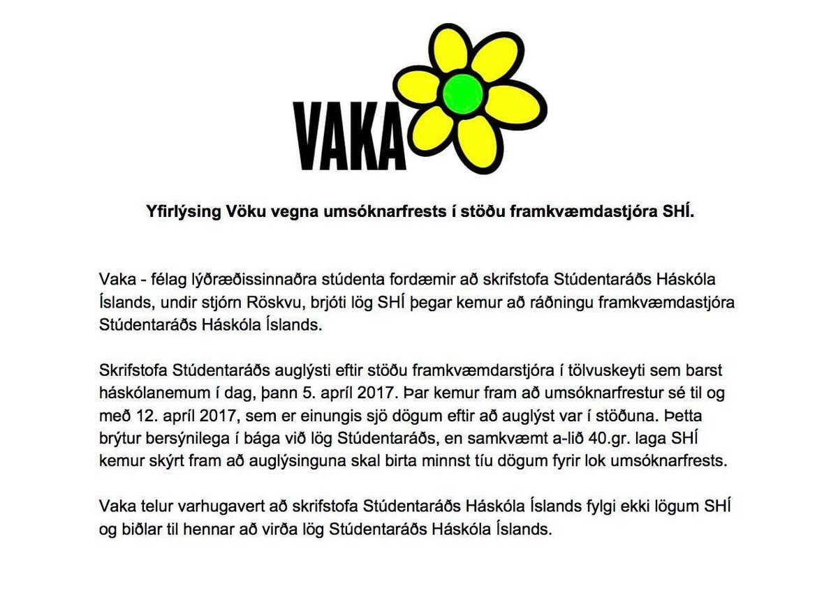 Vaka veltir fyrir sér hvers vegna skrifstofa SHÍ fylgir ekki tilsettum lögum stúdentaráðs.