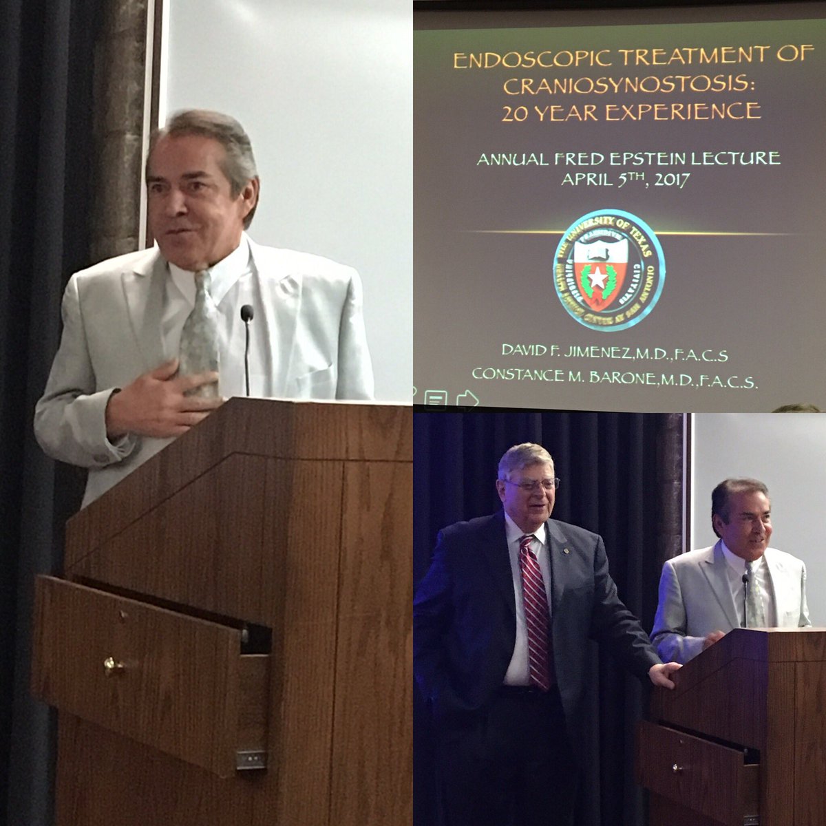 Dr. David Jimenez from <a href="/UTHealthNeuro/">UT Neurosurgery</a> <a href="/Jimenezd3/">David Jimenez, M.D.</a> as annual Fred Epstein Lecturer. Excellent talk on #endoscopic #craniosynostosis surgery