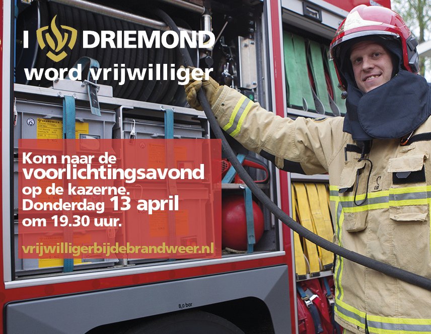 Driemond zoekt brandweervrijwilligers. Kom naar de voorlichtingsbijeenkomst op 13 april vanaf 19.30 uur op de kazerne.