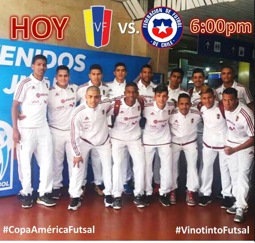 #CopaAmericaFutsal Hoy a las 6.00pm debuta nuestra #VinotintoFutsal frente a la selección de Chile bajo el mando de Freddy Miguel González