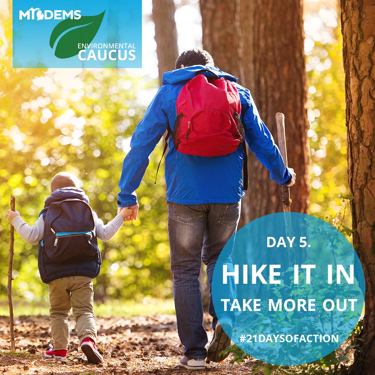 MDPGreen's tweet photo. Happy #NatonalWalkingDay! For Day 5 of our #21DaysofAction, we're asking everyone to Hike It In and Take More Out! (1/2) https://t.co/1BAHVIPe2n