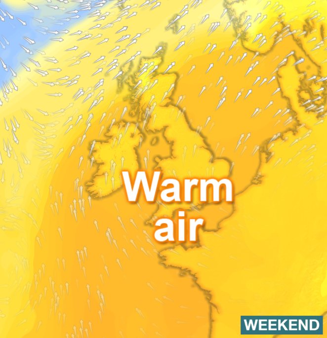 bbcweather's tweet photo. Expect temperatures to climb over the weekend - especially the further south and east you are. Ben R https://t.co/YDzCubuMwY